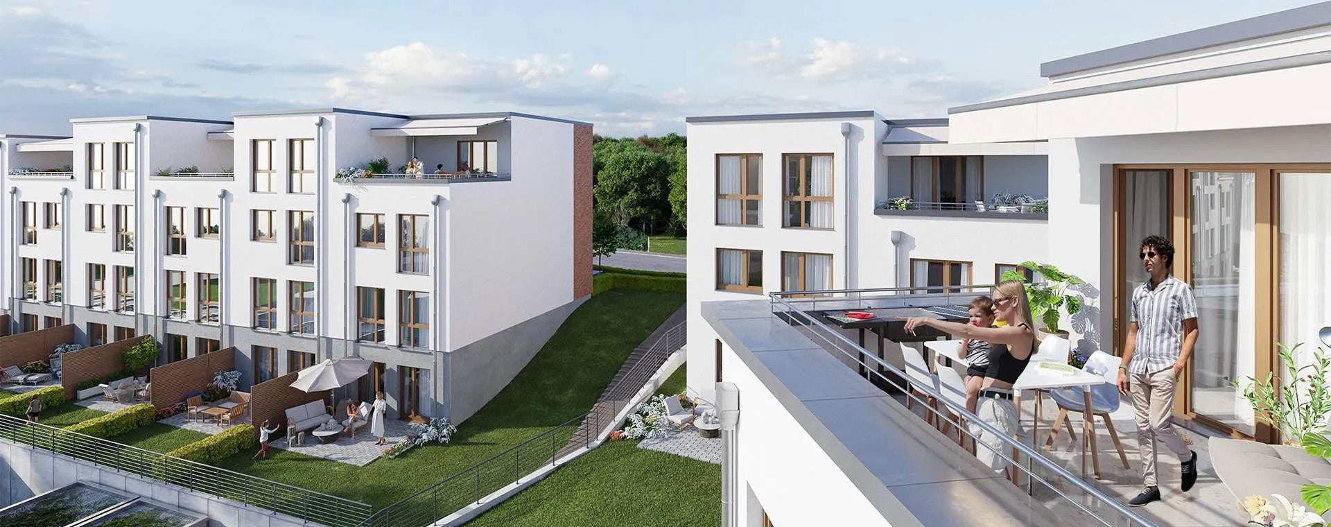 Visualisierung eines neu gebauten Reihenhauses in Heiligenhaus