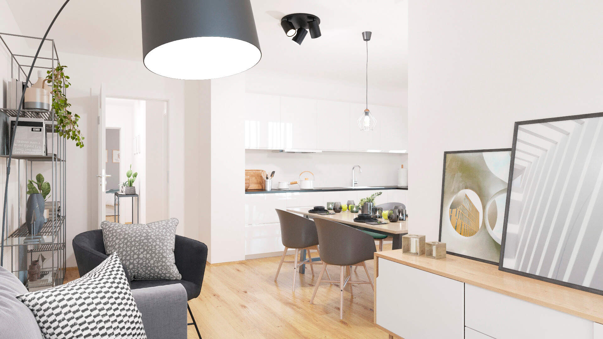 Visualisierung des Wohnzimmerns der Ferienwohnung