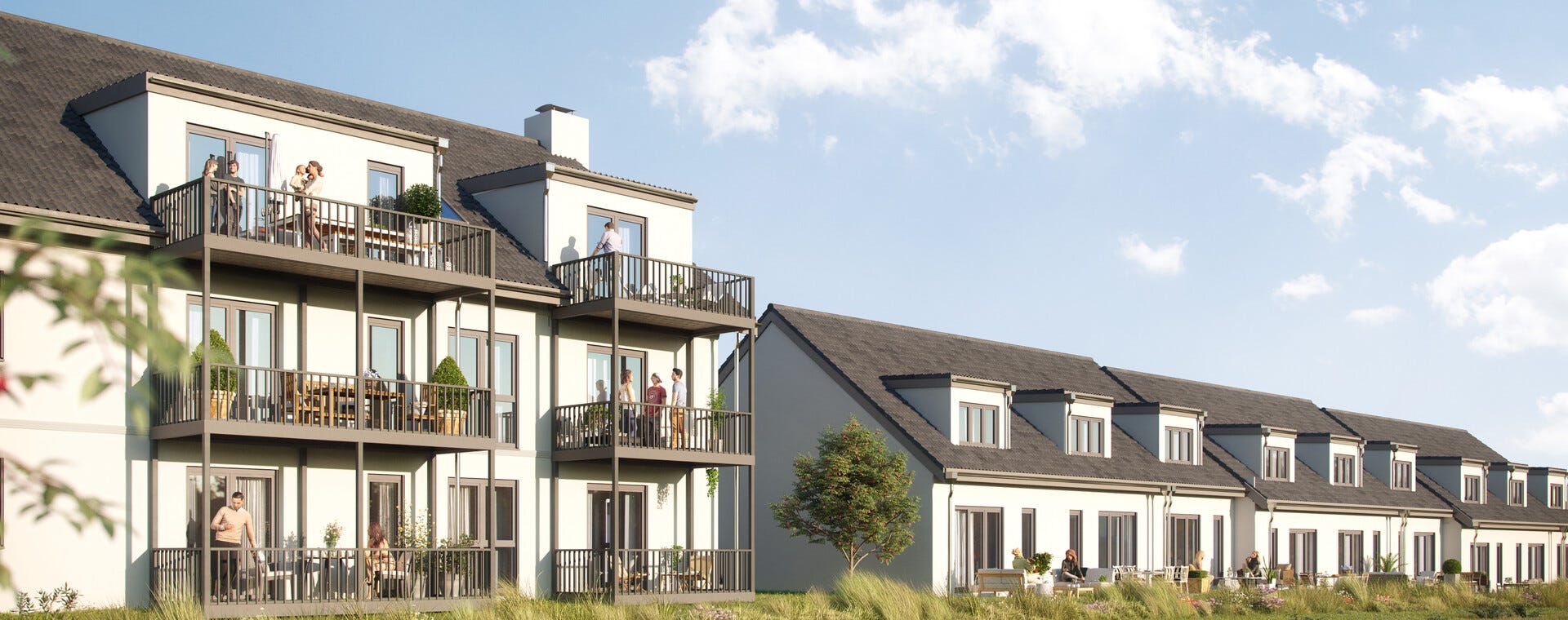 Visualisierung von neu gebauten Ferienhäuser an der Ostsee als ideale Kapitalanlage