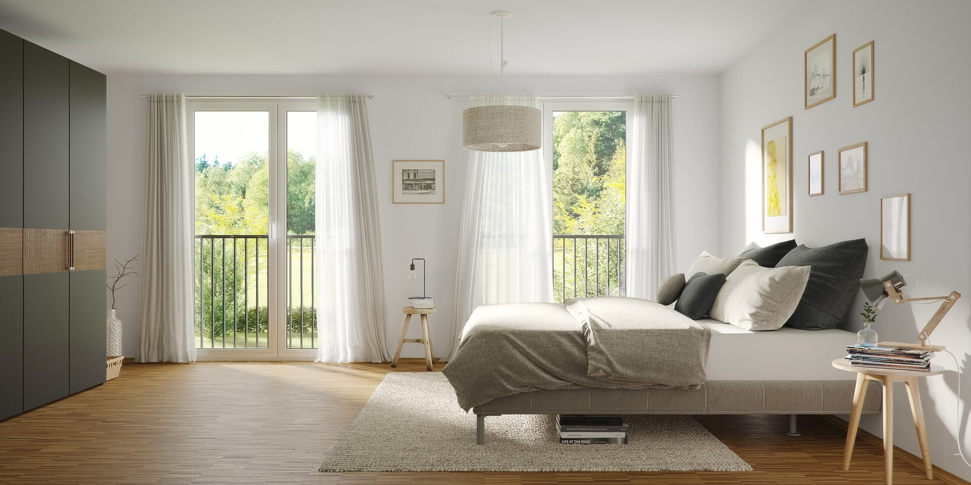 Visualisierung eines Schlafzimmers in einem neu gebauten Haus